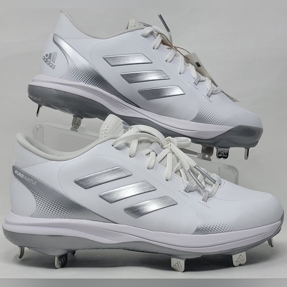 Adidas FY4387 Women's Purehustle 2 Softball Shoe White Size 8 Metal Spikes New - Picture 10 of 11